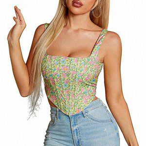 Women's Summer Floral Strap Boned Bustier Corset Crop Top